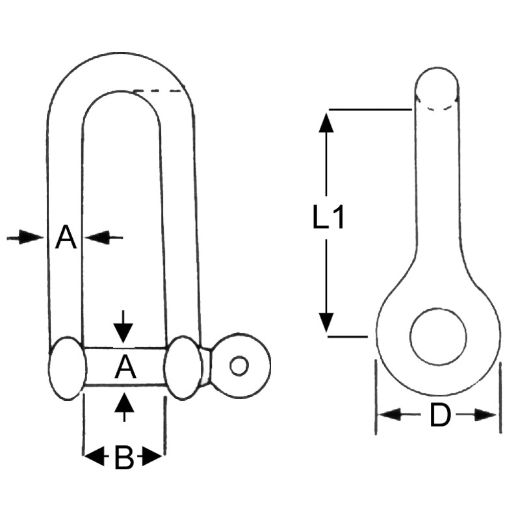 Picture of Stainless Steel Long Dee Shackle